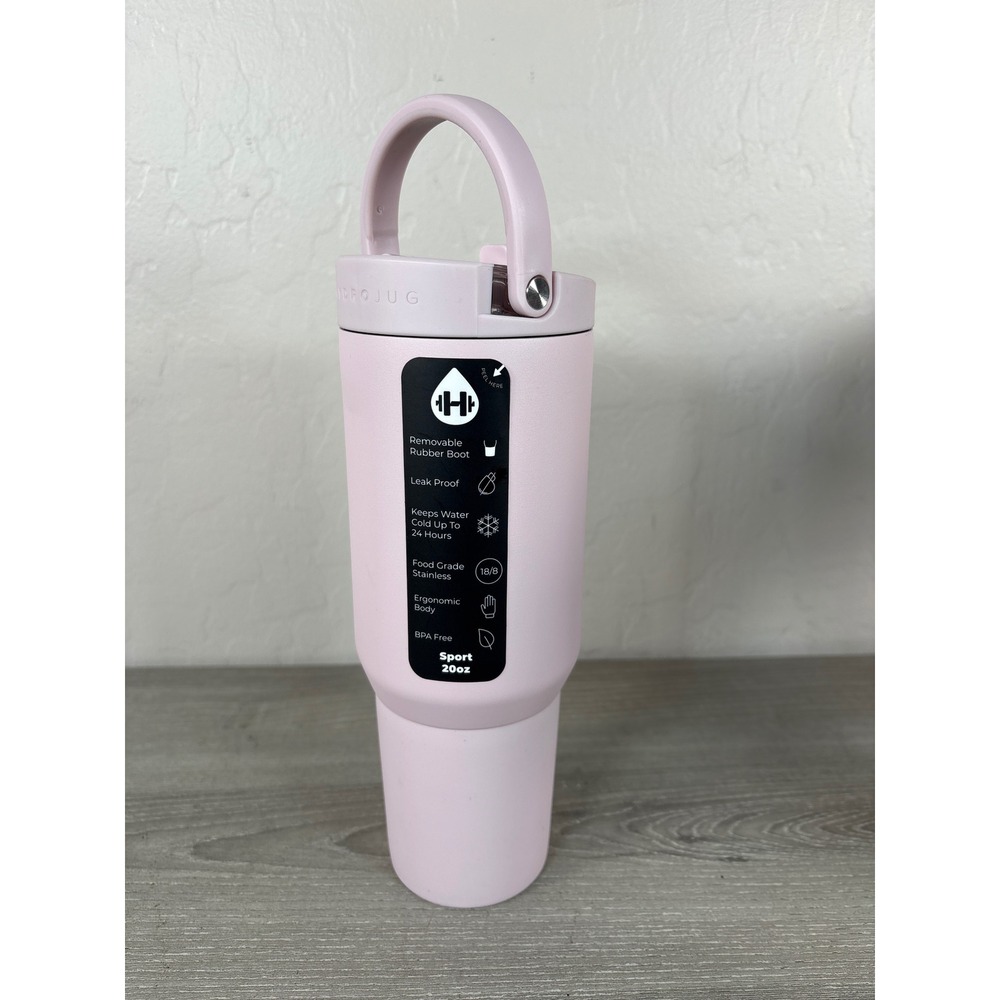HydroJug Sport 20oz Stainless Steel Water Bottle Tumbler Pink Sand Leak Proof
